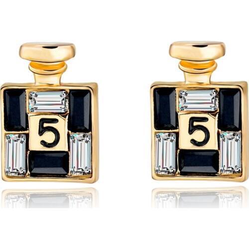 2019 New Arrival Bijoux Gold Channel Earrings For Women Crystal Stud Earings Famous Brand Jewelry Brincos SER150066