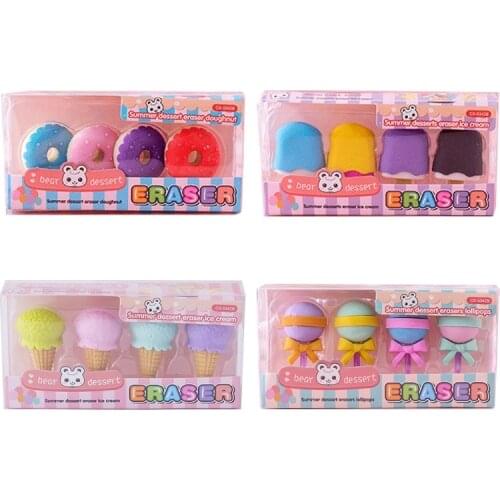 1 Pack of 4 Creative Cartoon Erasers Easy Erasing Non-toxic Eco-friendly Rubber HX6A