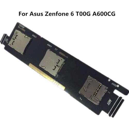 10pcs/lot Sim Tray For Asus Zenfone 6 T00G A600CG SIM Card Holder Micro Socket Slot Tray Flex Cable