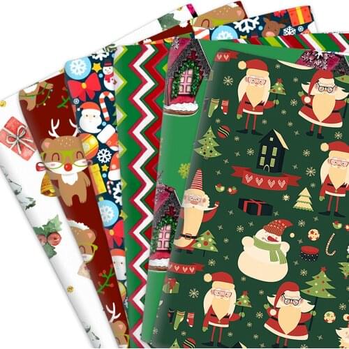 100% Or Polyester Cotton Fabric Christmas Celebration Theme Printed Cloth Fabric Handmade Crafts Garment DIY Material 50*145cm