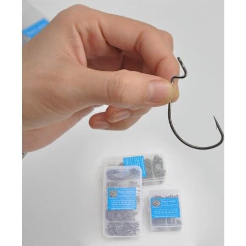 100pcs/Box Fishing Hook Carbon Steel Wide Crank Offset Fishhook For Soft Worm Lure 6#-5/0# Anzol Bass Barbed Carp Fishing Hooks