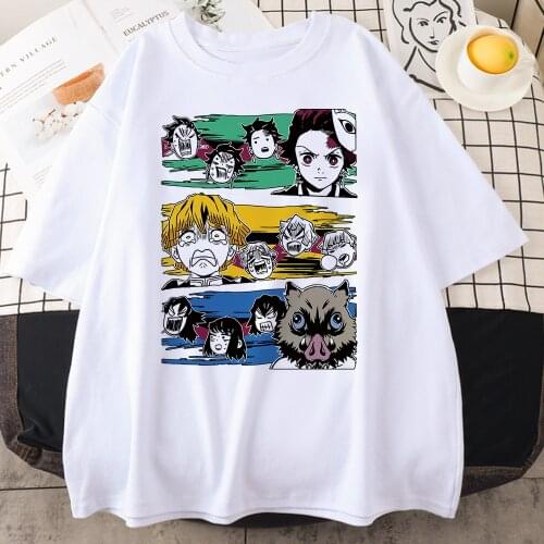 2021 Cute Anime Demon Slayer Harajuku Summer Men Women Kawaii Women T-shirts