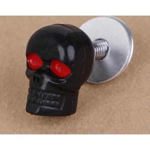 2021 New 4Pcs Motorcycle Chrome Skull License Plate Frame Bolts Screws Fastener