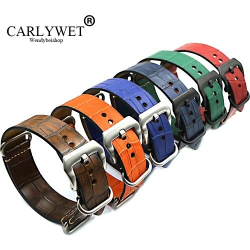 22 24mm New VINTAGE Wrist Watch Band Leather Pin Silver Brushed Screw Buckle For Nato Zulu Ring Panerai Luminor Citizen Tudor