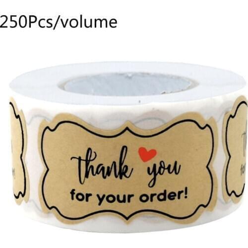 250pcs Thank You for Your Order Stickers Handmade Baking Packaging Seal Labels