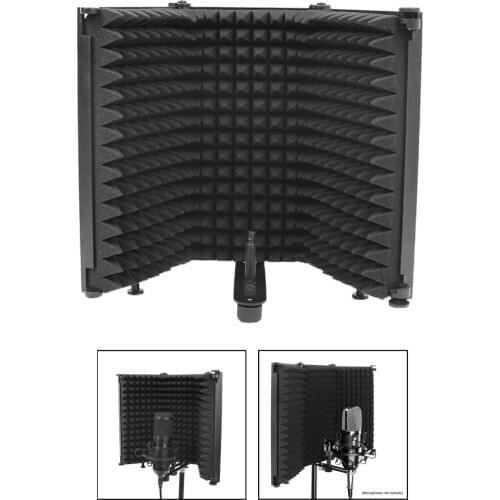 3 Panel Microphone Isolation Shield Acoustic Foams Panel Studio Recording Microphone Accessories Black 26x30cm
