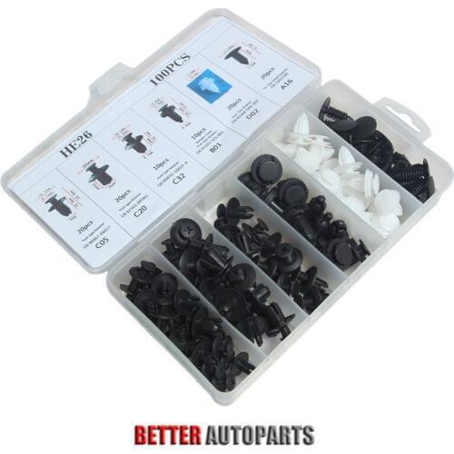 6 Size100pcs Clip Trim Car Push Pin Rivet Bumper Door Panel Retainer Assortment