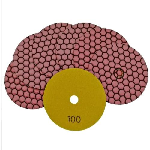 7pcs 100mm #100-1 dry flexible Resin bond polishing pads 4inch grinding disc for for Granite Stone Concrete Marble