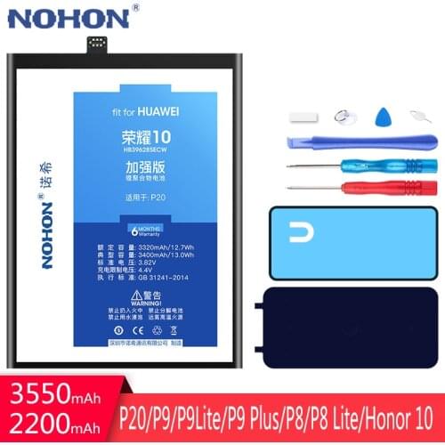 NOHON Battery For Huawei Honor 10 8 7A 7C 5C P9 Plus P8 P9 P10 Lite P20 HB396285ECW HB366481ECW Replacement Bateria Free Tools