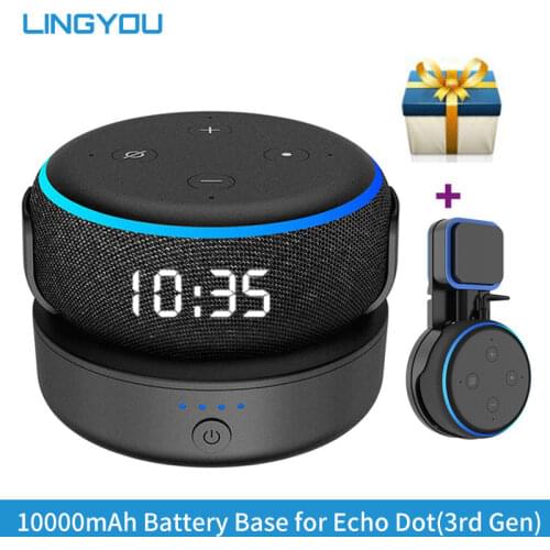 LINGYOU 5000mAh/10000mAh Battery Base For Amazon Echo Dot 3 3rd Gen Alexa Speaker Holder Mount Charging Portable Power Bank