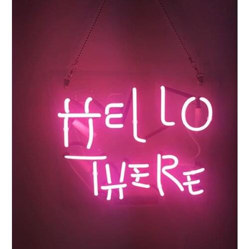 14“x10" Hello There Acrylic Custom Neon Light Lamp Sign Beer Bar Handmade Glass Decorate Home Wall Room Windows Tube Artwork