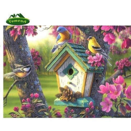 Springtime beauty birds full drill diamond embroidery mosaic pattern crystal inlay diamond picture ZKll sticker diamond painting
