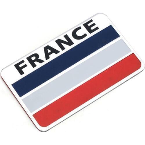 Aluminum Alloy Rectangle Styling France National Emblem French Flags Car Stickers 8x5cm