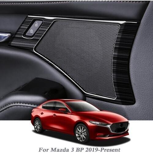 Car Styling For Mazda 3 BP 2019-Present Car Door Horn Frame Cover Internal Moulding Sequin Door Speaker Frame Auto Accessory