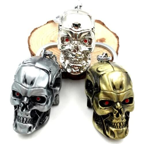 3 Color Terminator Skeleton Keychian Alloy Plating Pendant Of High Quality Car Key Chain llaveros Halloween Accessories Key Ring