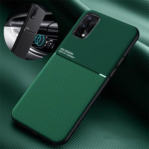 For OPPO Realme 6 7 Pro Case Leather Texture Magnetic Car Holder Phone Cover For Realme 7i C12 C17 C25 GT Soft Silicone Cases