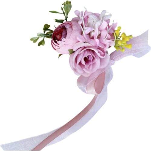 Flowers Bridesmaid Wrist Corsage Bracelet Girlfriend Marriage Wedding Festive Decoration With Stems Silk Cloth