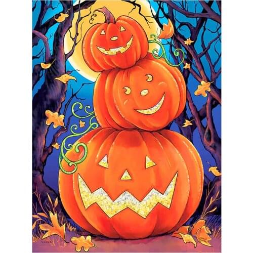 Halloween Three Pumpkin Heads Diamond Painting Round Square Full Drill Nouveaute DIY Mosaic Embroidery 5D Cross Stitch Picture