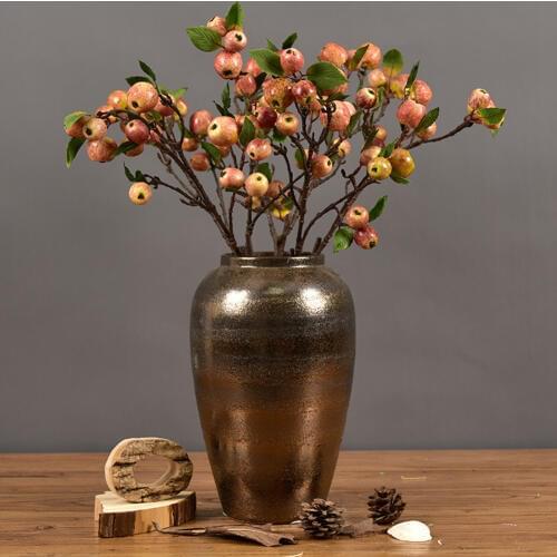 60cm 11 Heads Artificial Apple Tree Simulation Foam Apple Tree Branch Fake Plant Flower Wedding Home Party Table Decor Pot Plant