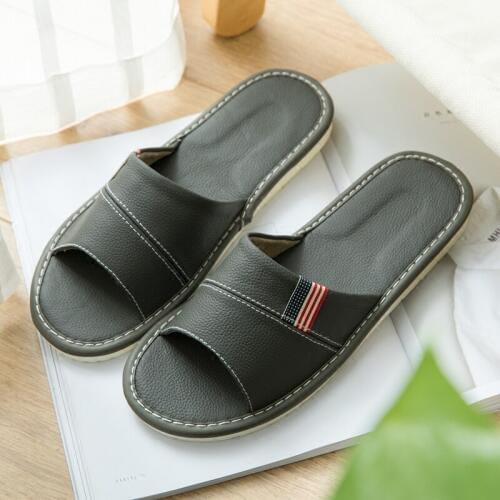 Genuine Leather Womens Summer Indoor Slippers Anti-Slip Couples' Home Shoes Soft Comfortable Casual Slippers for Men