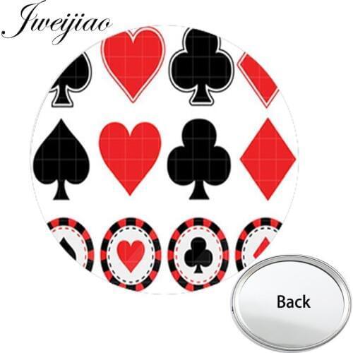 JWEIJIAO Poker playing cards Photo One Side Flat Mini Pocket Mirror Games Portable Makeup Vanity Hand Travel Purse Mirror
