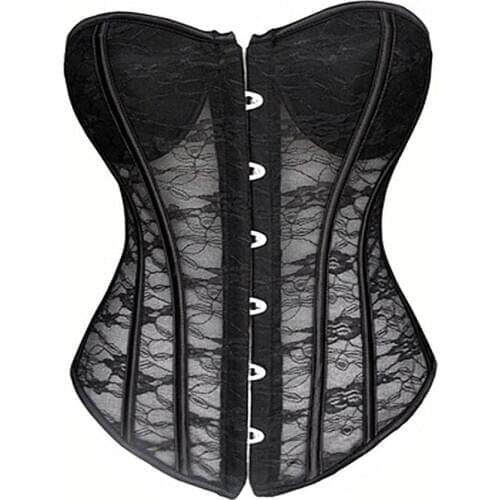 Women Fashion Sexy Palace Steel-Bone Overbust Corset Black White Body Shaping Tops XS-2XL