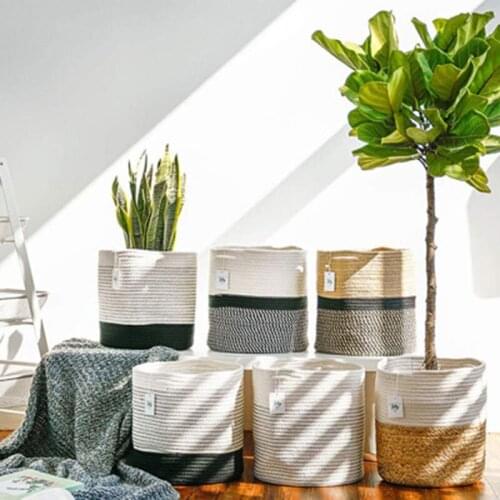 Storage Basket Organizer Organizador Baskets Woven Flower Pot Rattan Box Round Storage Box Oрганайзер الشاي الصواني