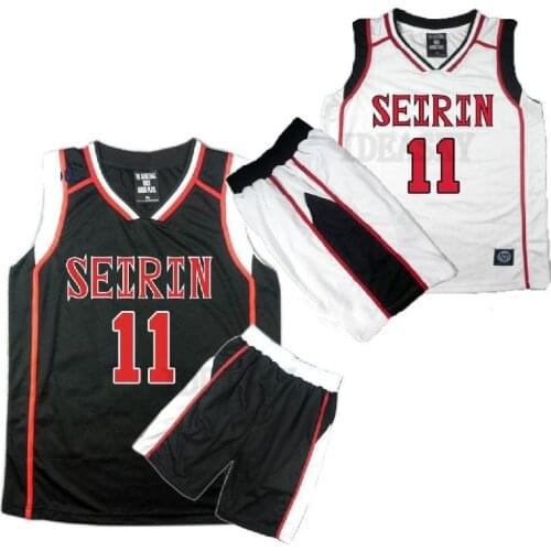 Anime Kuroko no Basuke Basket Cosplay SEIRIN School Basketball Uniform Men Jersey Black Sportswear T-shirt Shorts Set no 11