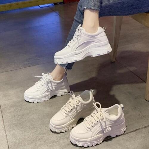 Ladies Trainers Casual Thick Bottom Increased Sneakers Women Non Slip Wear Resistant Running Shoes Fashion White Fitness Shoes