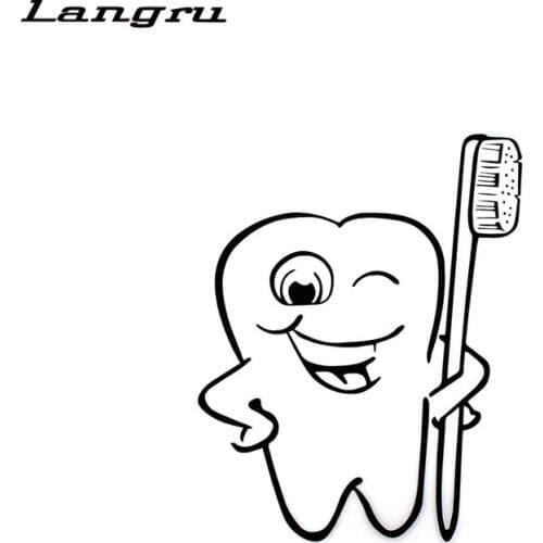 Langru 14.8cm*18cm Cartoon Funny Care Decal Tooth Vinyl Car Stickers Car Accessories Jdm