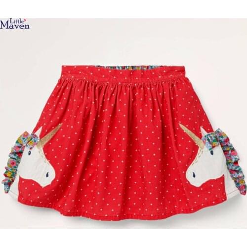 Little Maven New Summer Children Clothing Red Dot Printed 3D Pegasus Girls 2-7yrs Bow Cotton Knitted Casual Sands Skirts