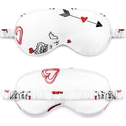 Sleeping Mask Imitated Silk Cartoon Love Arrow Eyes Soft Adjustable Breathable Blindfold Headband Printing Eyepatch Night Mask