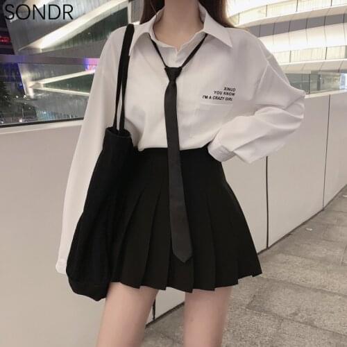 Fashion White Shirt Pleated Skirt Women Korean College Style Spring 2021 New 2 Piece Set Girls All-Match Top Short Skirts Suit
