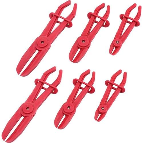 ABSF 6 Pack Hose Clamp Pliers,Line Clamps Pinch Pliers for Brake Hoses, Fuel Hoses,Gas Lines,Coolant Hoses,Radiator Hoses,Red