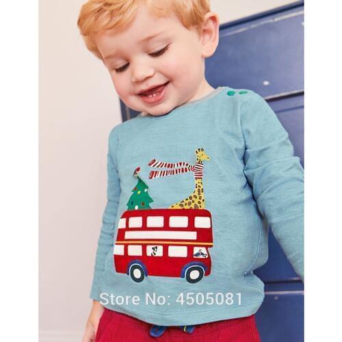 1-7Y Boys t-shirt 100% Cotton Casual tshirt 2020 Kids Children Bebe Cute Bus Tee Tops Baby Boys Clothes Undershirt Spring Autumn