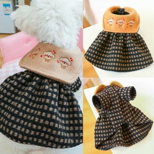Winter Autumn Dog Cat Dress Coat Warm Chocolate Student Skirt Puppy Dog Clothing Teddy Poodle Clothes For Dogs Perro Small Pet
