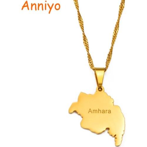 Anniyo Ethiopia Amhara Pendant Necklaces for Women Men Jewelry #239121