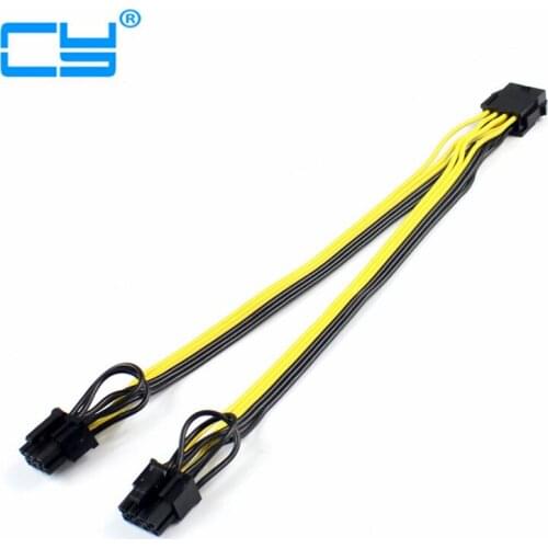 PCI-E PCIE PCI Express 8P female to Dual 6+2P 8Pin male Graphics Card DIY BTC Power Cable extend cord mining wire 18AWG 0.2m