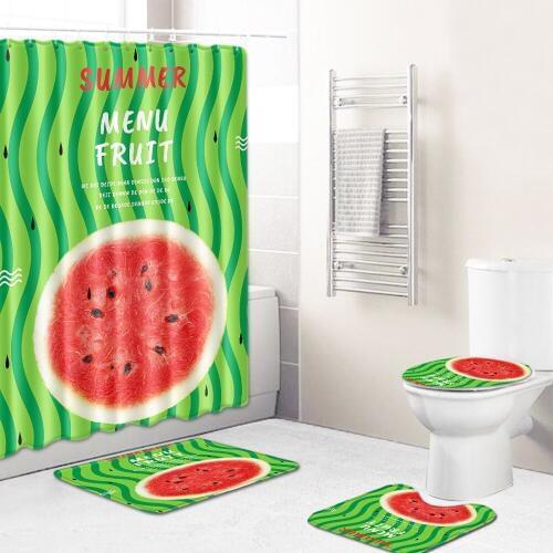 Striped bathroom floor mat combination 4-piece suit toilet toilet carpet shower mat foot pad cross border issue