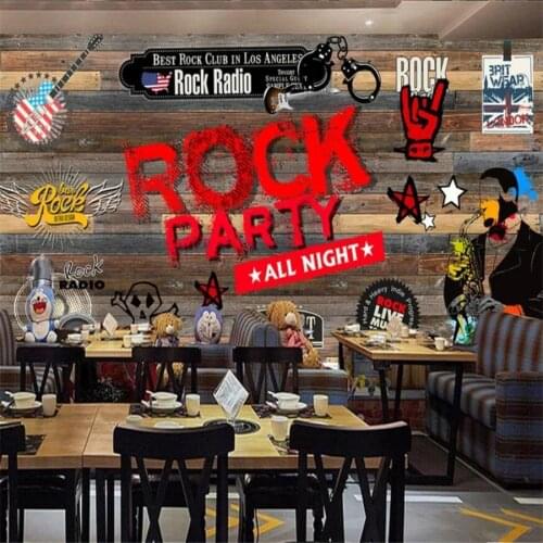 Custom wallpaper 3d mural papel de pared Europe and America retro wood rock bar KTV background wall papers home decor wallpaper