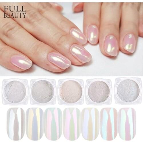 Mermaid Mirror Sparkly Chrome Pigment Nail Glitter Powders Aurora Laser DIP Dust Manicure Holographic Decoration Nails CHB01-07