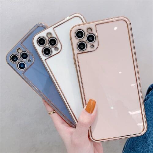 Luxury Gold Plated Case for iPhone 11 Pro Max 7 8 Plus XR XS X Silicone Stripes Electroplated Cover For iPhone12 Pro Max SE 2020