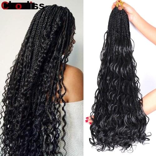 River Box Braids Synthetic Crochet Hair Extensions Ombre Braiding Hair 20 24Inch Hair 12Strands Long Curly Gray For Black Women