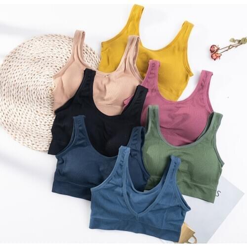 Sport Bras TOP Women Solid Push Up Yoga Bra Cotton Fitness Brassiere Comfortable Wireless Underwear V Back Female Sexy Lingerie