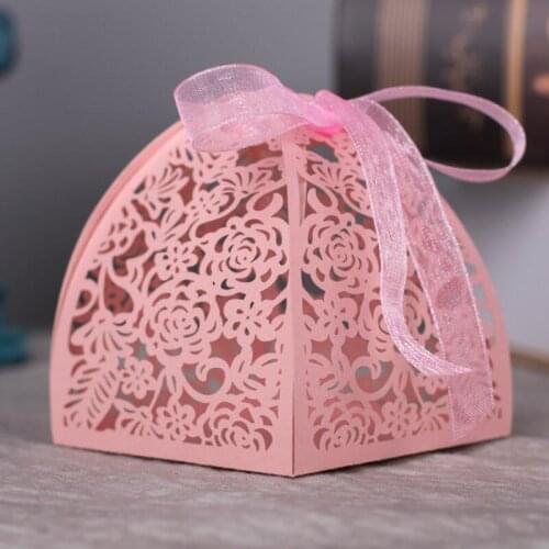 Birthday Wedding Party Decoration Supplies Laser Cut Lace Flower Candy Box Wedding Gift For Guest LX8417