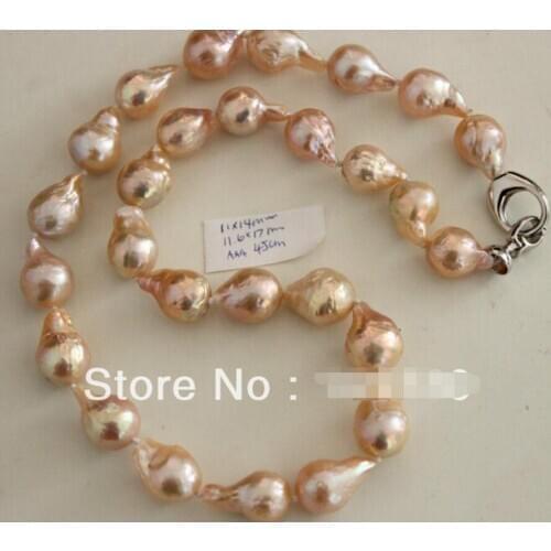 Jewelry Free Shipping AAA 17MM BEAUTIFUL JAPANESE KASUMI PEARL NECKLACE 46CM