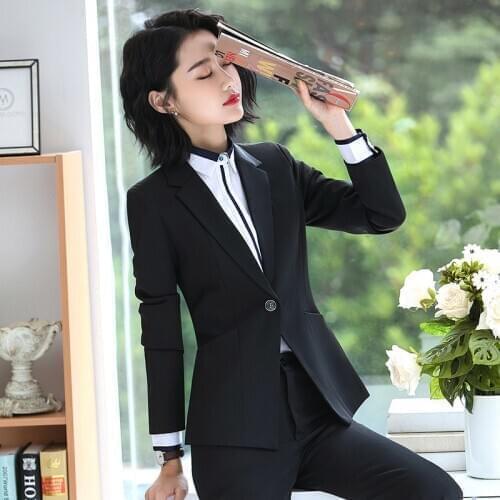 Womens suit autumn and winter new self-cultivation ol fashion single button solid color suit trousers / skirt two-piece suit