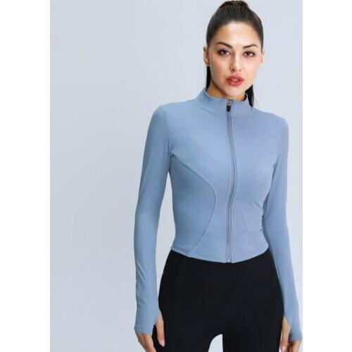 Women Yoga Zipper Tight Top Sportswear Fitness Gym Cardigan Female