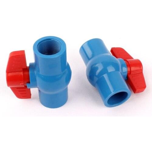 1/2" Female/Inner Dia. 20mm Socket Straight Trough Ball Valve Blue PVC Valve Garden Irrigation Fittings Red Switch Ball Valve