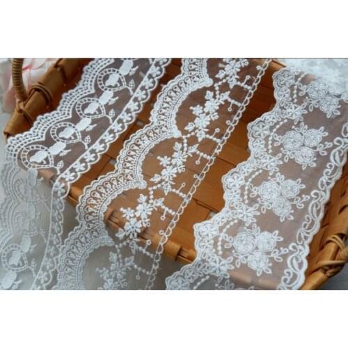 1 Meter Wave White Cotton Embroidery Lace Delicate Lace Ribbon Fabric DIY Trims Wedding Dress Garment Apparel Sewing Accessories